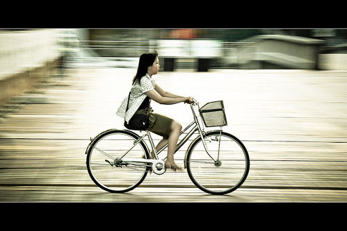 Horizontals: Girl on a bicycle