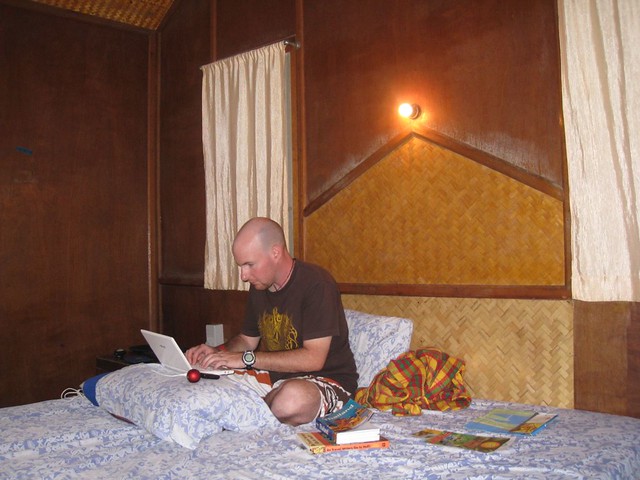 Writing in my bungalow on Koh Samui