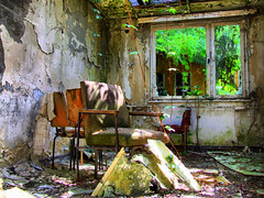 Two chairs in abandoned room (HDR)