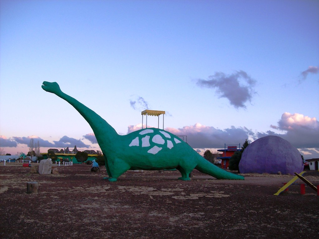 Everyone aboard the Dinosaur Slide!  Thrills and chills at Bedrock City, AZ - bedrock21x