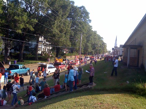 Gathering for the fall town parade