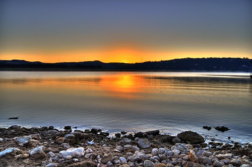 sun lake reflection sunrise nikon rocks fallretreat d90 aacm highlandlakes spicewoodtx