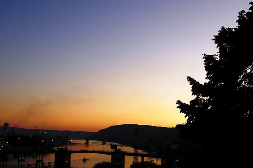 bridge sunset sky norway river porsgrunn telemark
