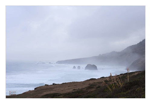 california cliff clouds fog landscape ocean park rocks shoreline sky unitedstates water wave westport