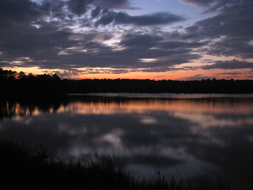 sunset sky lake reflection water clouds mississippi starkville refuge noxubee blufflake noxubeenationalwildliferefuge