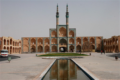 travel pool architecture arch iran minaret persia yazd amirchakhmaq