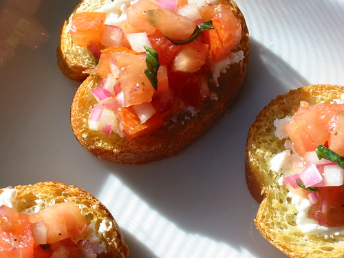 Crostini with Goat Cheese, Beefsteak Tomatoes, & Red Onion 7