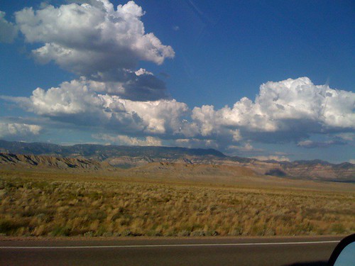 clouds landscape roadtrip 2lane