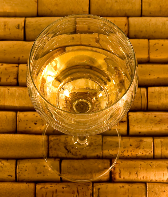 White wine on corks