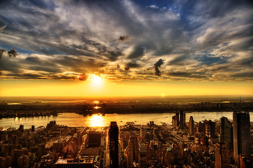 nyc newyorkcity sunset ny newyork geotagged newjersey downtown cityscape nj midtown esb hudsonriver empirestatebuilding hdr hoboken weehawken observationdeck mudpig stevekelley
