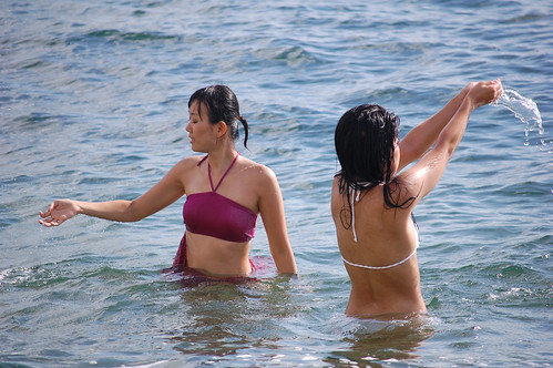 Girls playing in the water