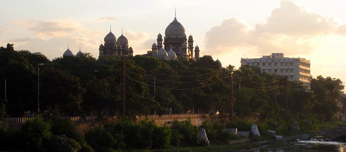 sunset india river mosque hyderabad andra asaf jahi prakesh