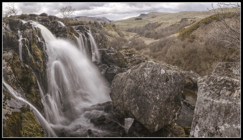wild panorama nature water rock manipulated river landscape scotland waterfall nikon motionblur valley geology d200 distance processed stitched hdr orton hugin qtpfsgui