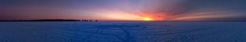winter sunset panorama sun lake snow finland joensuu