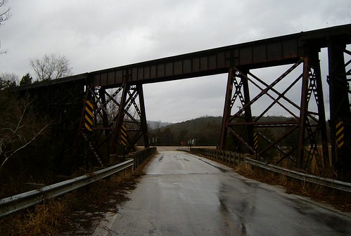 old travel bridge trees sky usa wet water clouds scenery view state south country peaceful hills sanyo daytime arkansas railroadbridge tranquil ozark hwy62 e760 waltphotos