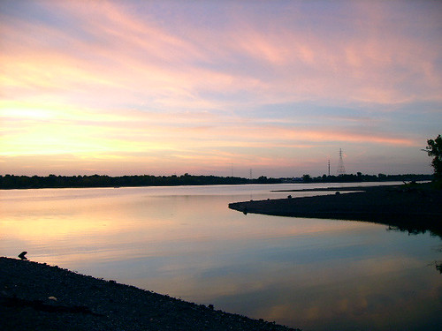 sunset water river pretty dusk dam