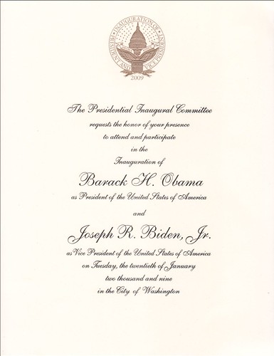 2009 Obama Biden Inauguration Invite