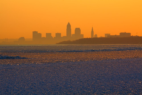 morning blue ohio orange ice beach skyline sunrise frozen glow lakeerie cleveland shoreline oh gems csizmadia pcsizmadia