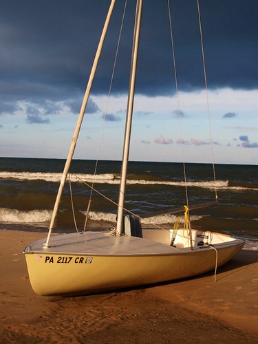 sunset summer beach boat sand waves michigan seagull lakehuron oscoda