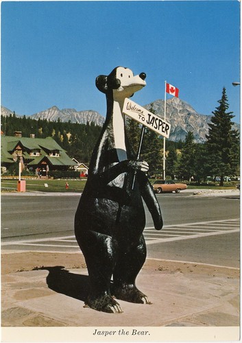 bear canada statue flag postcard scan postcards