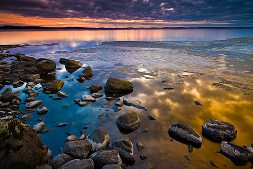 sunset water finland reflexions waterscape singhray goldnblue