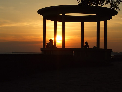 from sunset bench sitting folk bulgaria bandstand enjoying viewed enjoyable pomorie