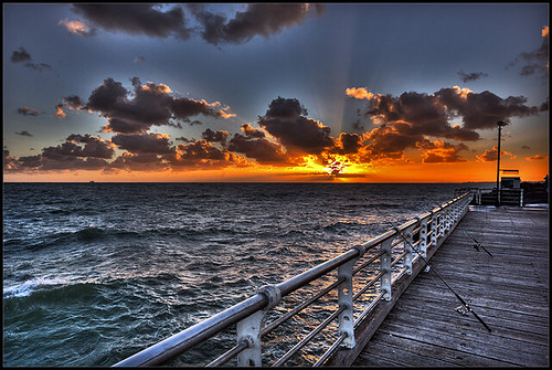ocean wood sunset sea orange sun st clouds geotagged pier fishing melbourne railing kilda geo:lat=37864826 lushaki geo:lon=144965737