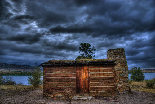 statepark lake architecture clouds landscape cabin colorado dusk overcast denver historic chatfield hdr littleton slocum photomatix 200808