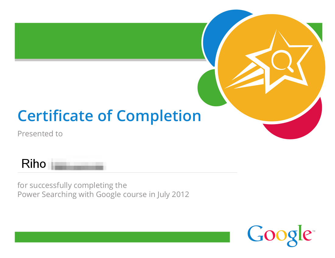 Power Searching with Google certificate