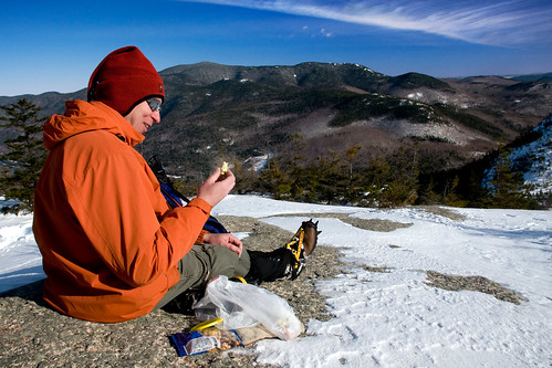 winter orange snow mountains lunch doug core applecore