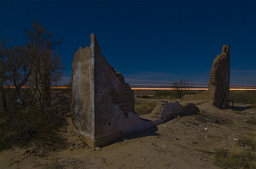 abandoned station night ruins texas gulf desert flat salt gas
