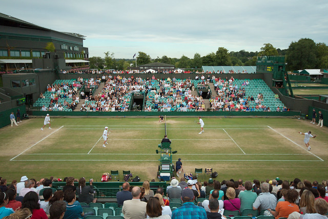 Court 2 Men's Doubles at Wimbledon, a major tennis tournament held in Britain.