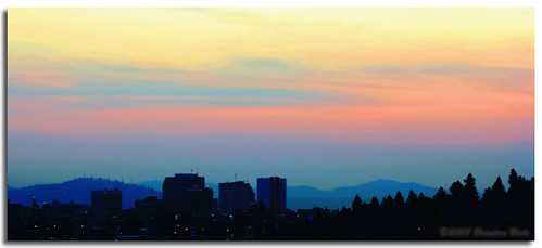 city silhouette skyline sunrise washington spokane washingtonstate