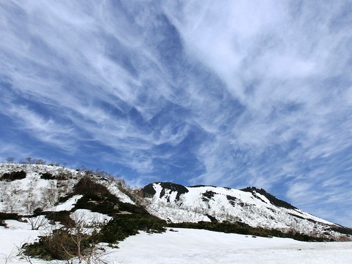 blue sky mountain snow japan clouds hokkaido skiing backcountry