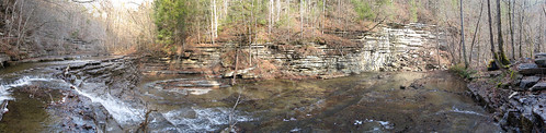 flatt creek falls panorama sandstone limestone waterfall water overton county tennessee tn sedimentaryrock