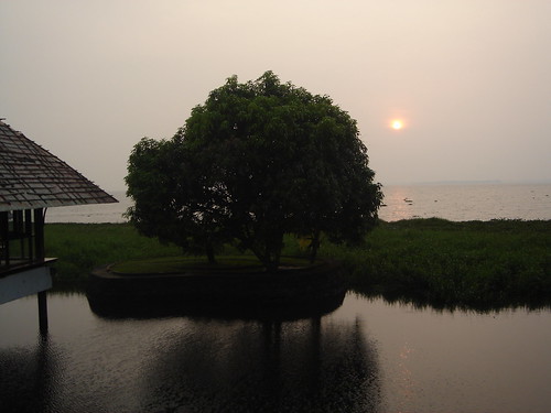 sunset sun india lake reflection kerala mangotree backwaters vembanad sanandkarun happynewyear2009