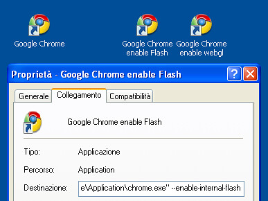Windows - scorciatoie Chrome con flag