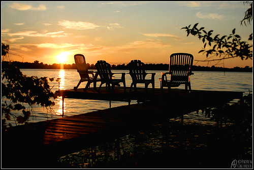 sunset lake dock chairs michigan 4th july deck round