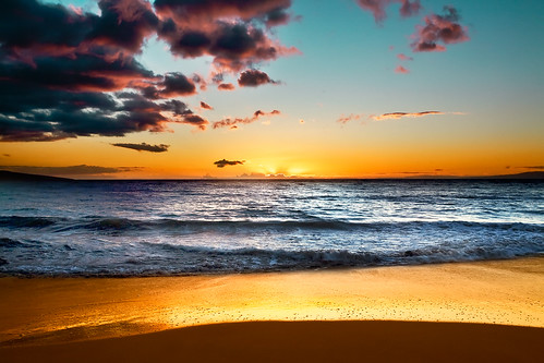 ocean sunset landscape hawaii pacific maui waliea palaueabeach