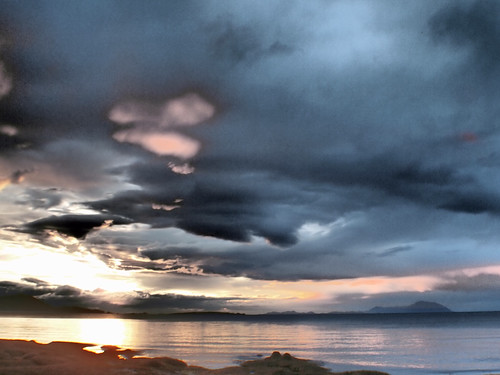 sunset beach water clouds island bc toned gabriola