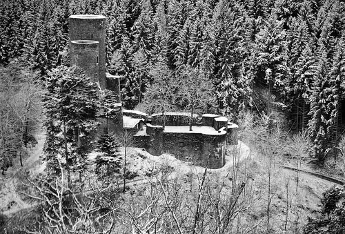 blackandwhite bw snow castle germany ruins
