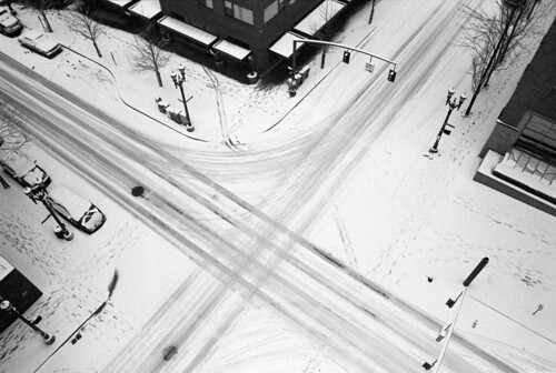 winter snow cold film oregon 35mm portland frozen pdx intersection nikonfm2 xmarksthespot tacomaartmuseum trafficpatterns bluemooncamera zebandrews theviewfromabove evernoticewithhowmanypeopletheworsetheweathergetsthefasterandcraziertheydrive zebandrewsphotography