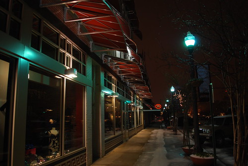 winter ice night streetlight downtown conway sidewalk arkansas conwayar