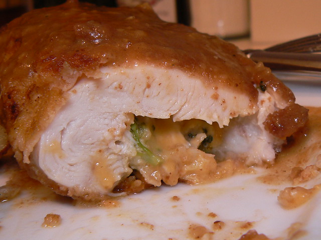Breaded Chicken Breast Stuffed with Broccoli and Cheddar Cheese