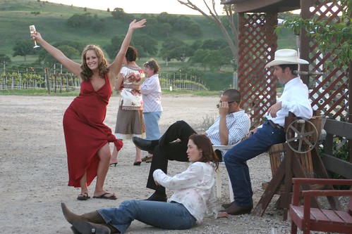 wedding sunset red party rio night vineyard crazy cowboy dress wine champagne dirt paso seco robles