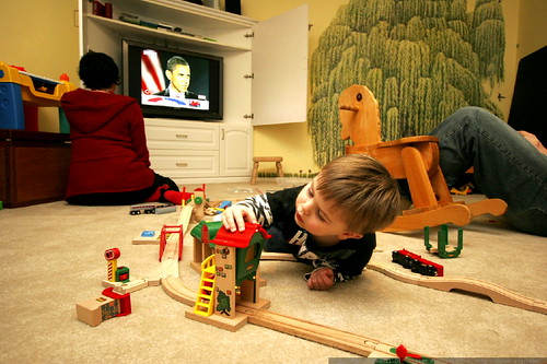 where were you when barack obama was elected president? playing with a toy train set!    MG 2692