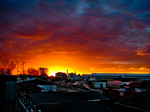 vienna winter clouds sunrise railstation