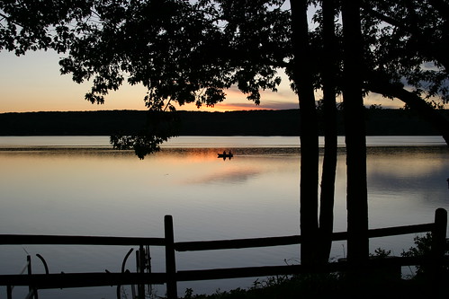 sunset usa lake boat us fishing midwest michigan gaylord otsego