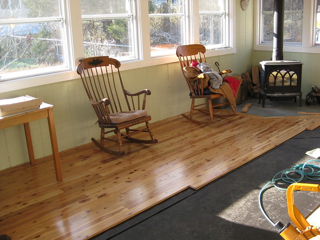 wood floor installation, day 1