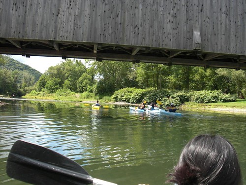 wood bridge river kayak
